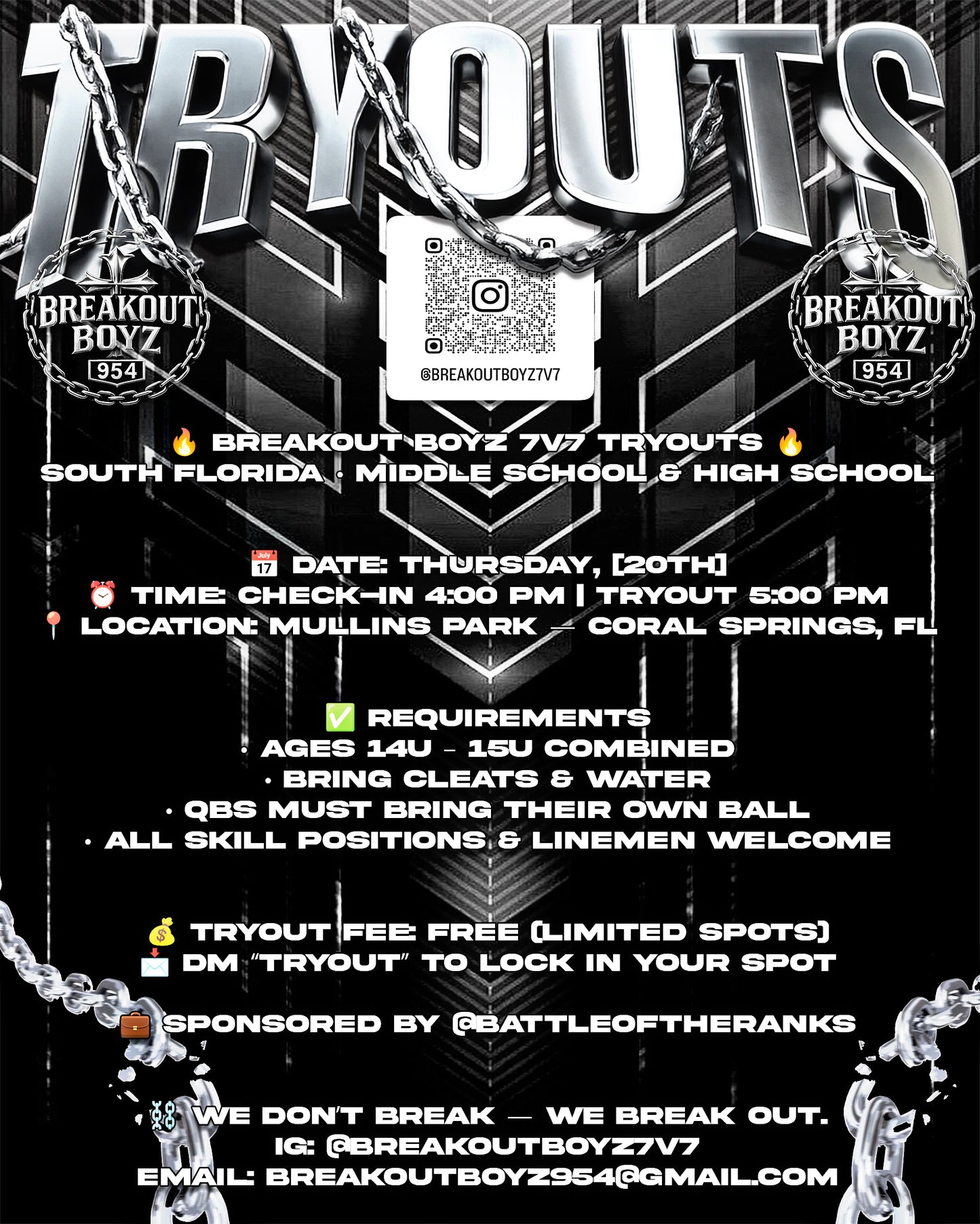 Football 7v7 Tryouts Poster